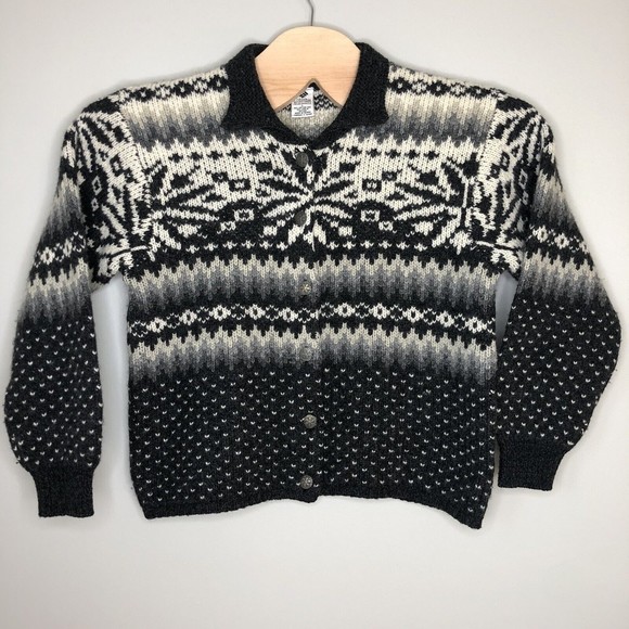 Columbia Woman's Large Fair Isle Shetland Wool Button Front Cardigan Sweater VTG - Picture 1 of 4